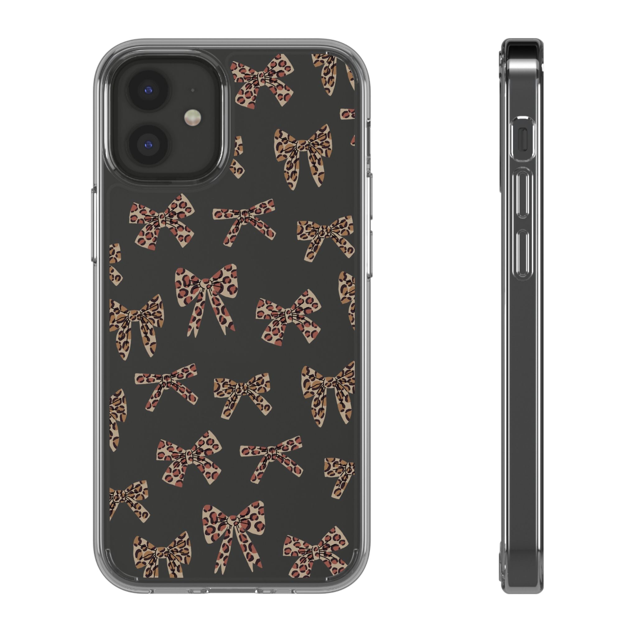 Leopard Bow Clear Phone Case — Transparent iPhone Case with Cute Animal Print Bows