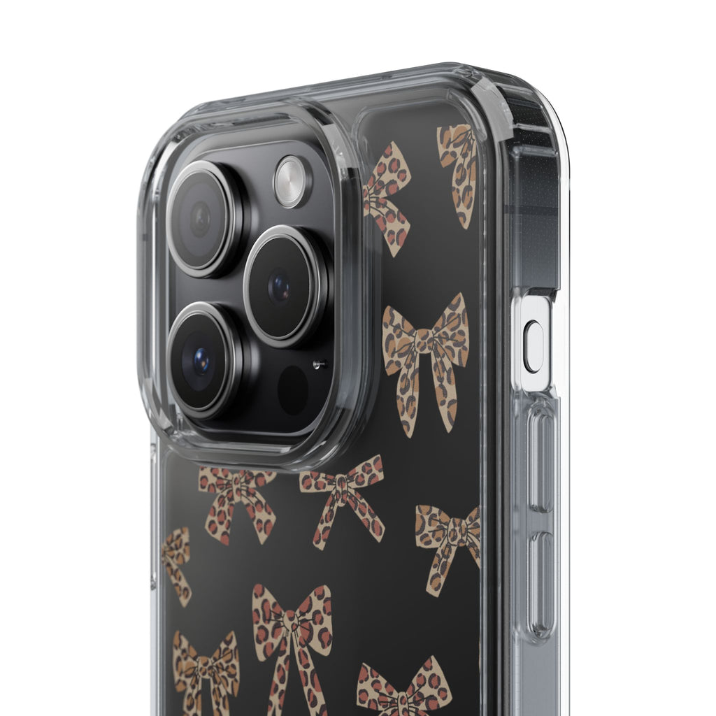Leopard Bow Clear Phone Case — Transparent iPhone Case with Cute Animal Print Bows