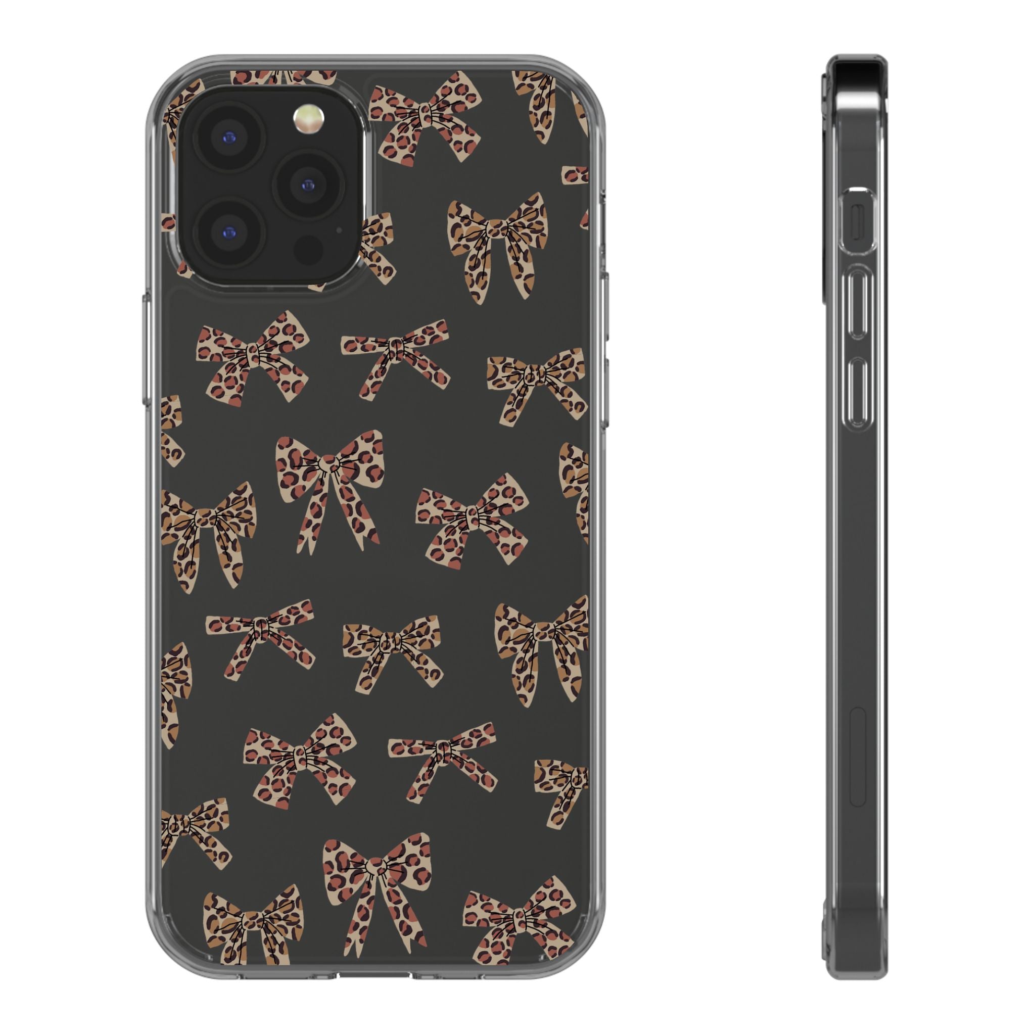 Leopard Bow Clear Phone Case — Transparent iPhone Case with Cute Animal Print Bows