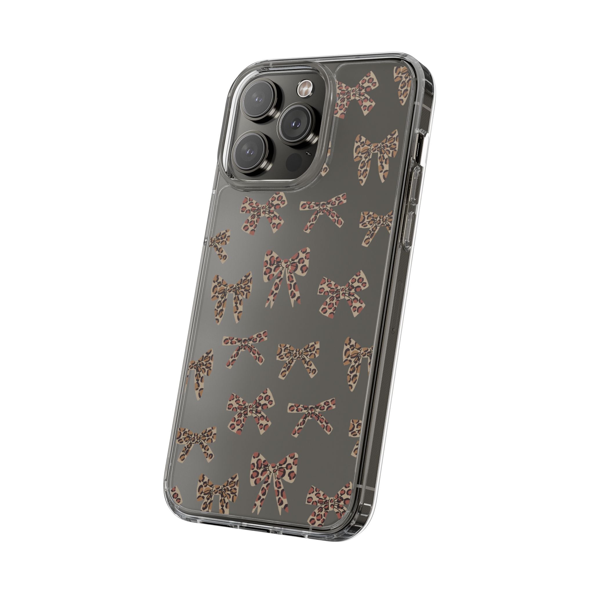 Leopard Bow Clear Phone Case — Transparent iPhone Case with Cute Animal Print Bows