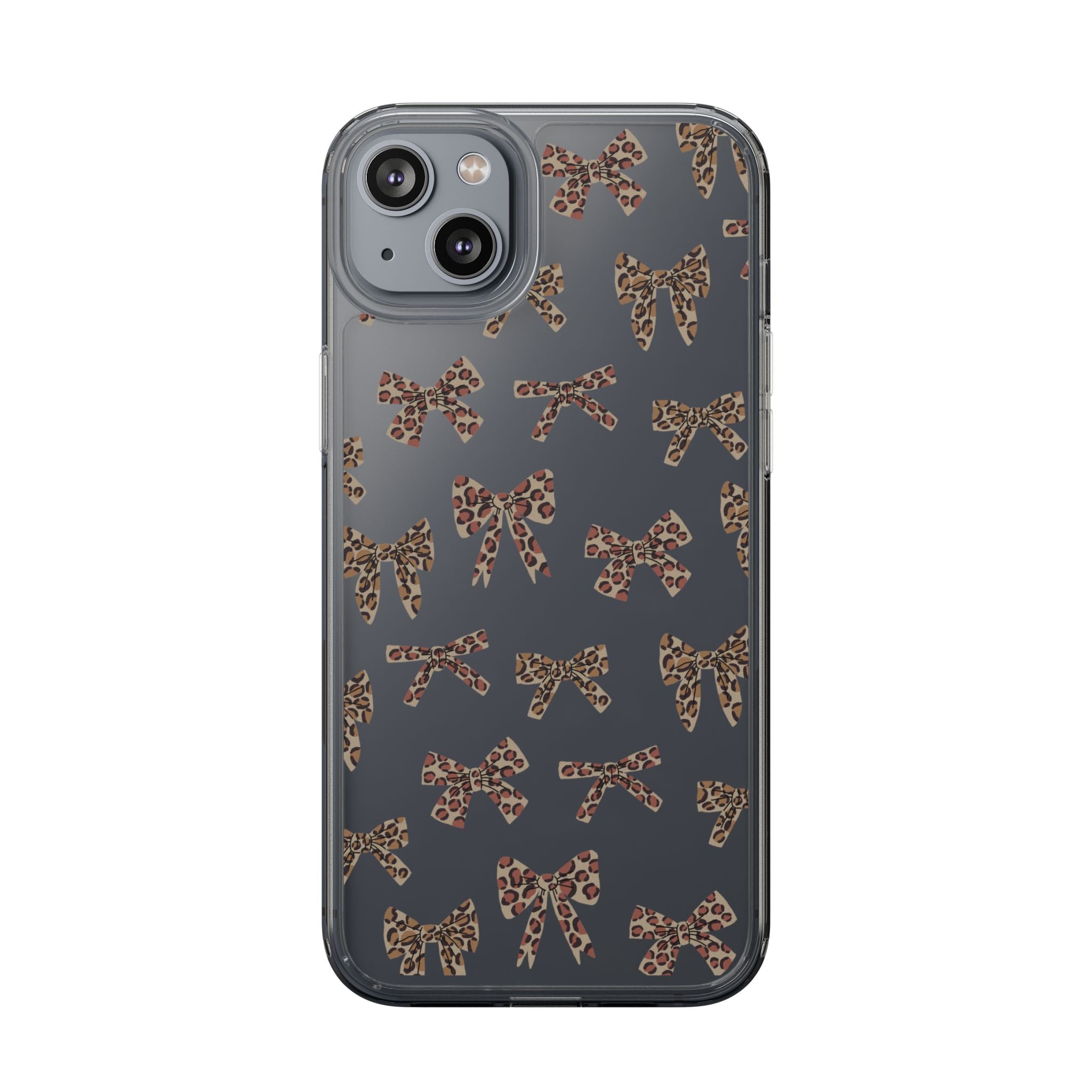 Leopard Bow Clear Phone Case — Transparent iPhone Case with Cute Animal Print Bows