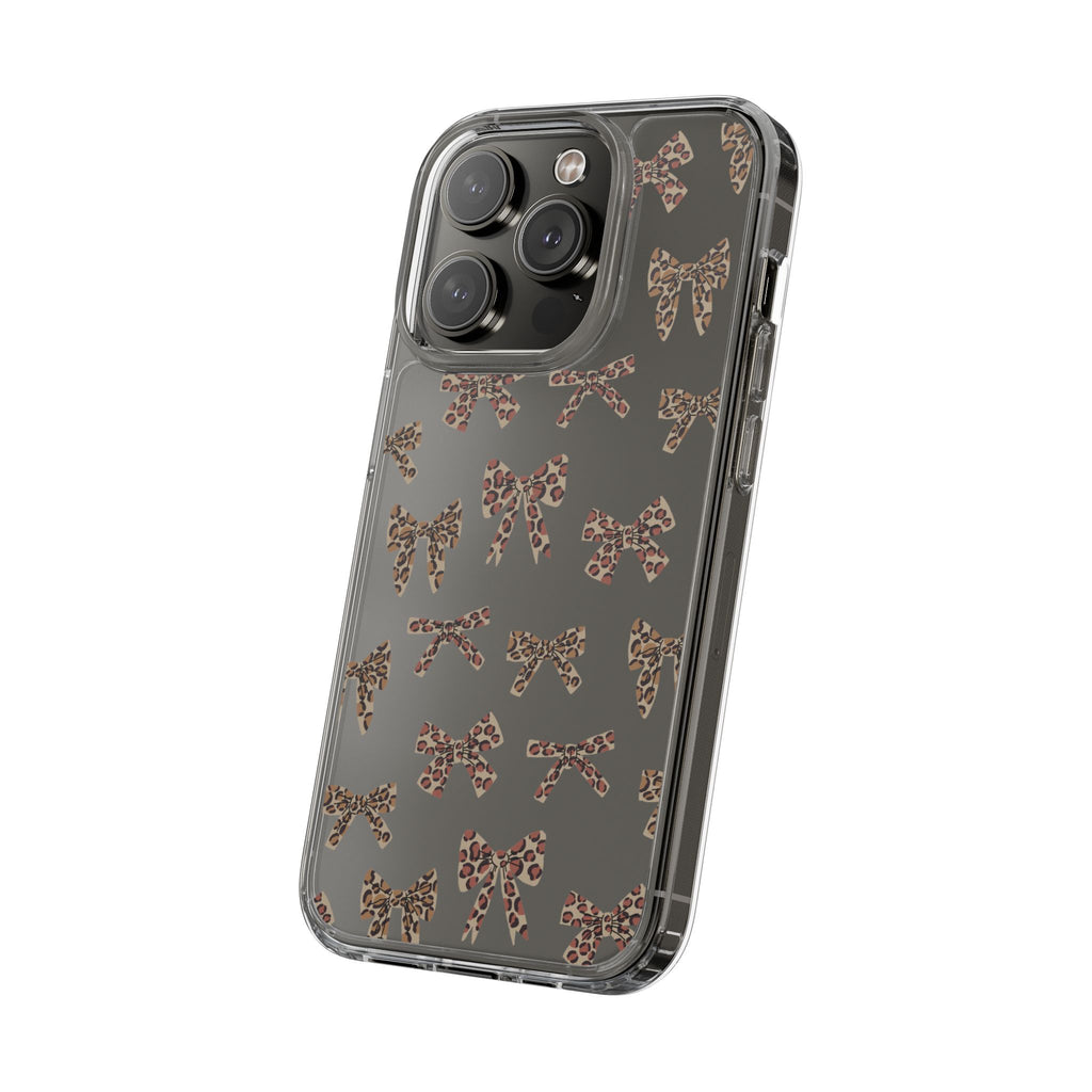 Leopard Bow Clear Phone Case — Transparent iPhone Case with Cute Animal Print Bows