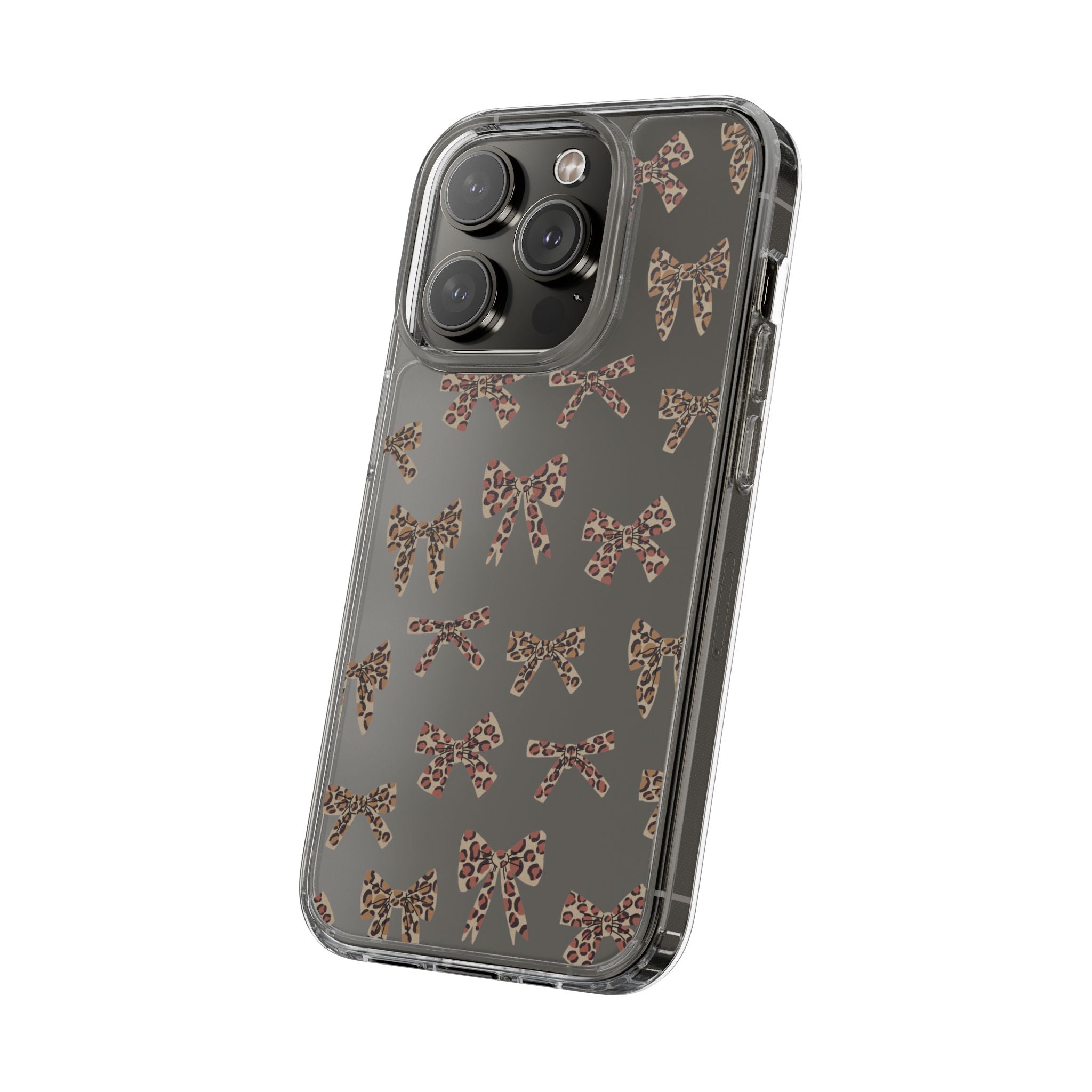 Leopard Bow Clear Phone Case — Transparent iPhone Case with Cute Animal Print Bows