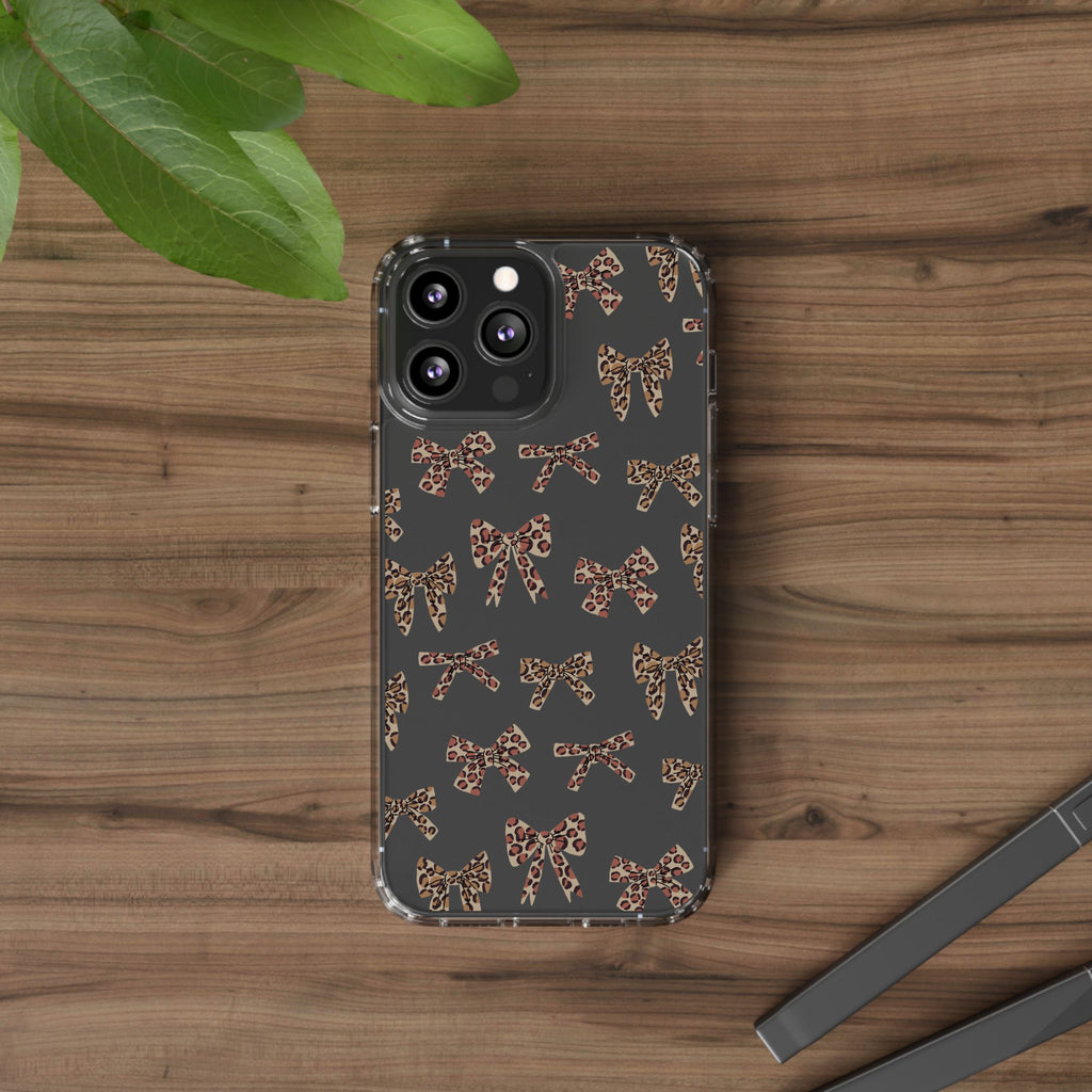 Leopard Bow Clear Phone Case — Transparent iPhone Case with Cute Animal Print Bows