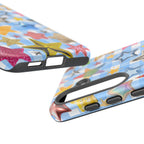 Star Pattern Phone Case – Colorful Stars on Blue Gingham Phone Case