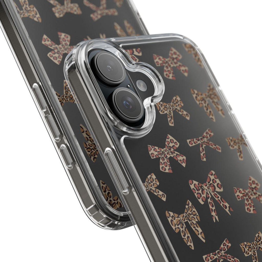 Leopard Bow Clear Phone Case — Transparent iPhone Case with Cute Animal Print Bows