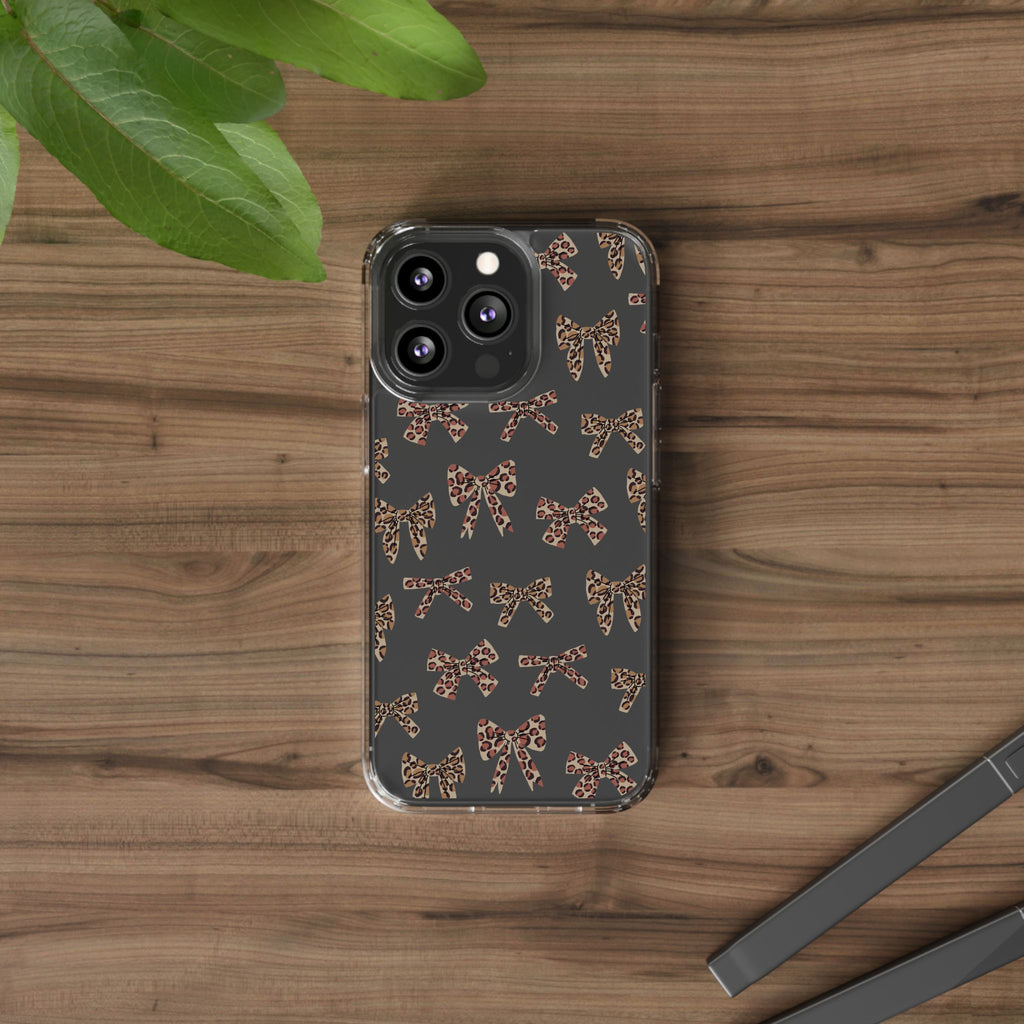 Leopard Bow Clear Phone Case — Transparent iPhone Case with Cute Animal Print Bows