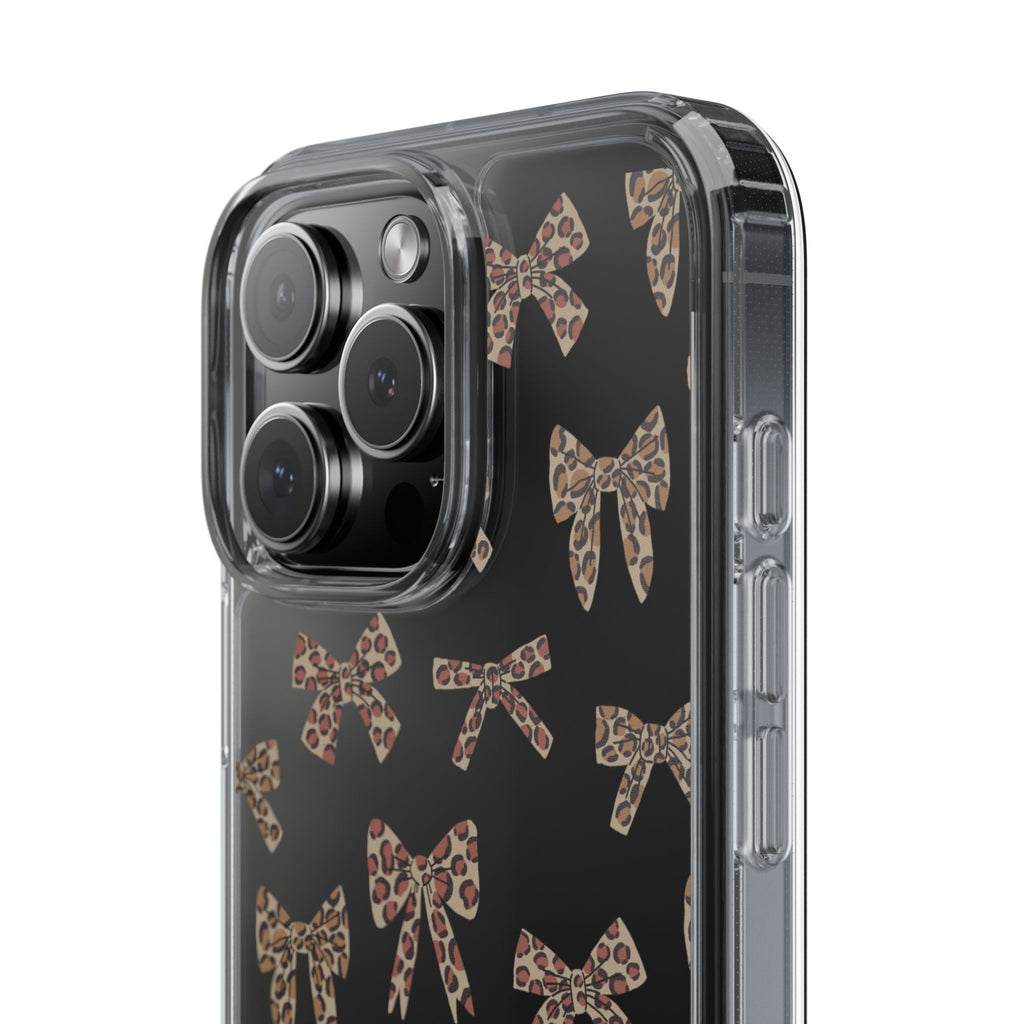 Leopard Bow Clear Phone Case — Transparent iPhone Case with Cute Animal Print Bows