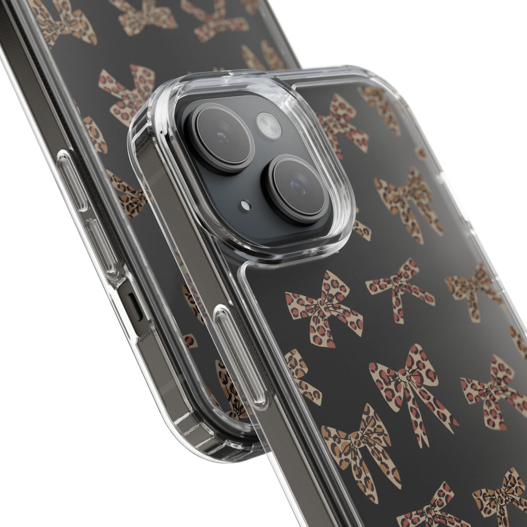 Leopard Bow Clear Phone Case — Transparent iPhone Case with Cute Animal Print Bows