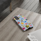 Star Pattern Phone Case – Colorful Stars on Blue Gingham Phone Case