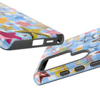 Star Pattern Phone Case – Colorful Stars on Blue Gingham Phone Case