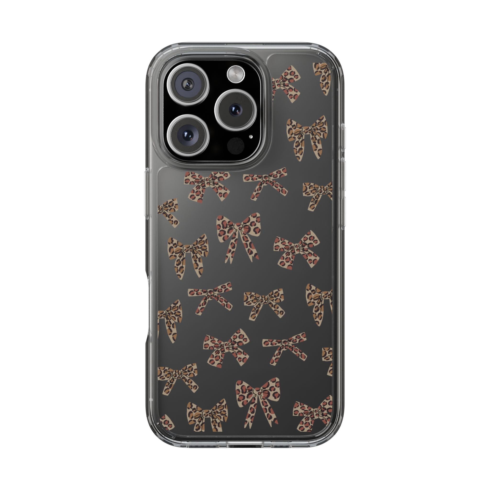 Leopard Bow Clear Phone Case — Transparent iPhone Case with Cute Animal Print Bows