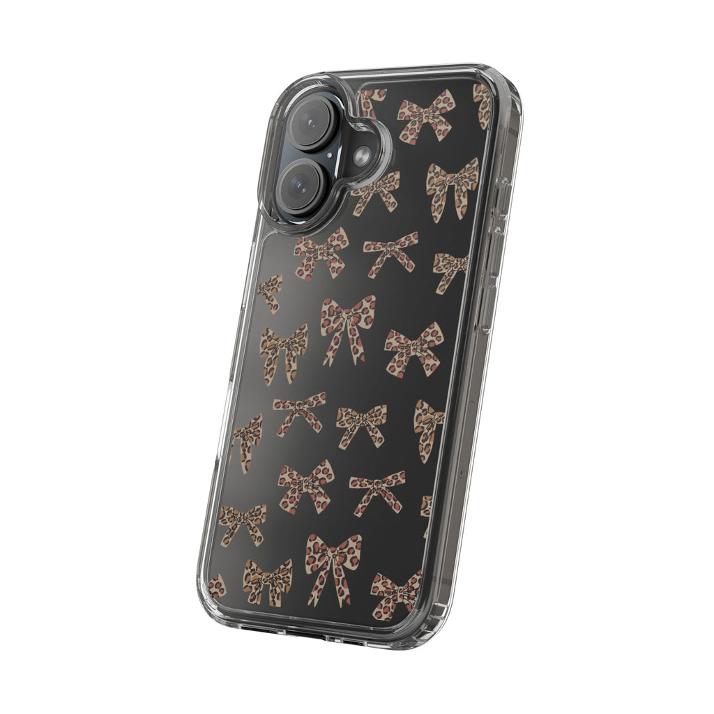 Leopard Bow Clear Phone Case — Transparent iPhone Case with Cute Animal Print Bows