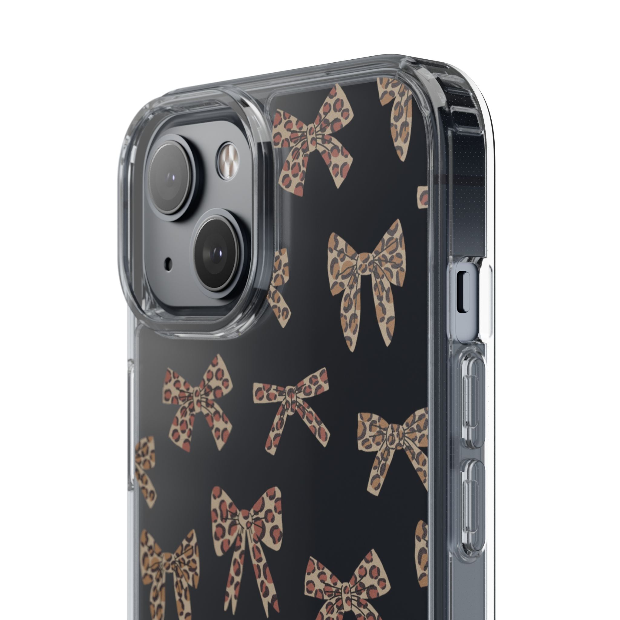 Leopard Bow Clear Phone Case — Transparent iPhone Case with Cute Animal Print Bows