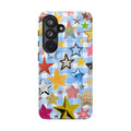Star Pattern Phone Case – Colorful Stars on Blue Gingham Phone Case