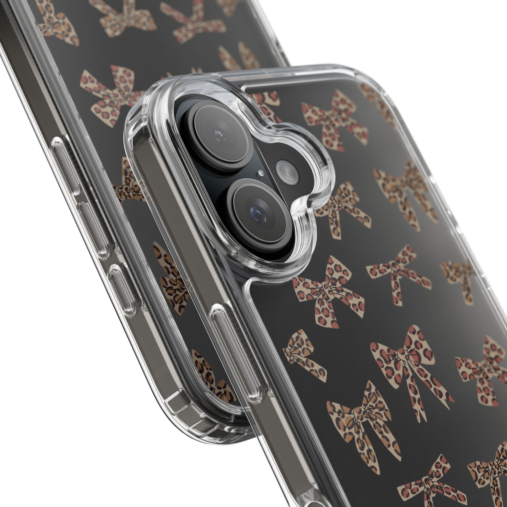 Leopard Bow Clear Phone Case — Transparent iPhone Case with Cute Animal Print Bows