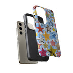 Star Pattern Phone Case – Colorful Stars on Blue Gingham Phone Case