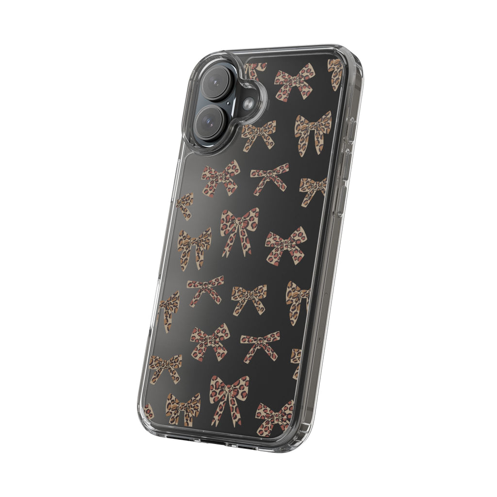 Leopard Bow Clear Phone Case — Transparent iPhone Case with Cute Animal Print Bows