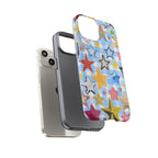 Star Pattern Phone Case – Colorful Stars on Blue Gingham Phone Case