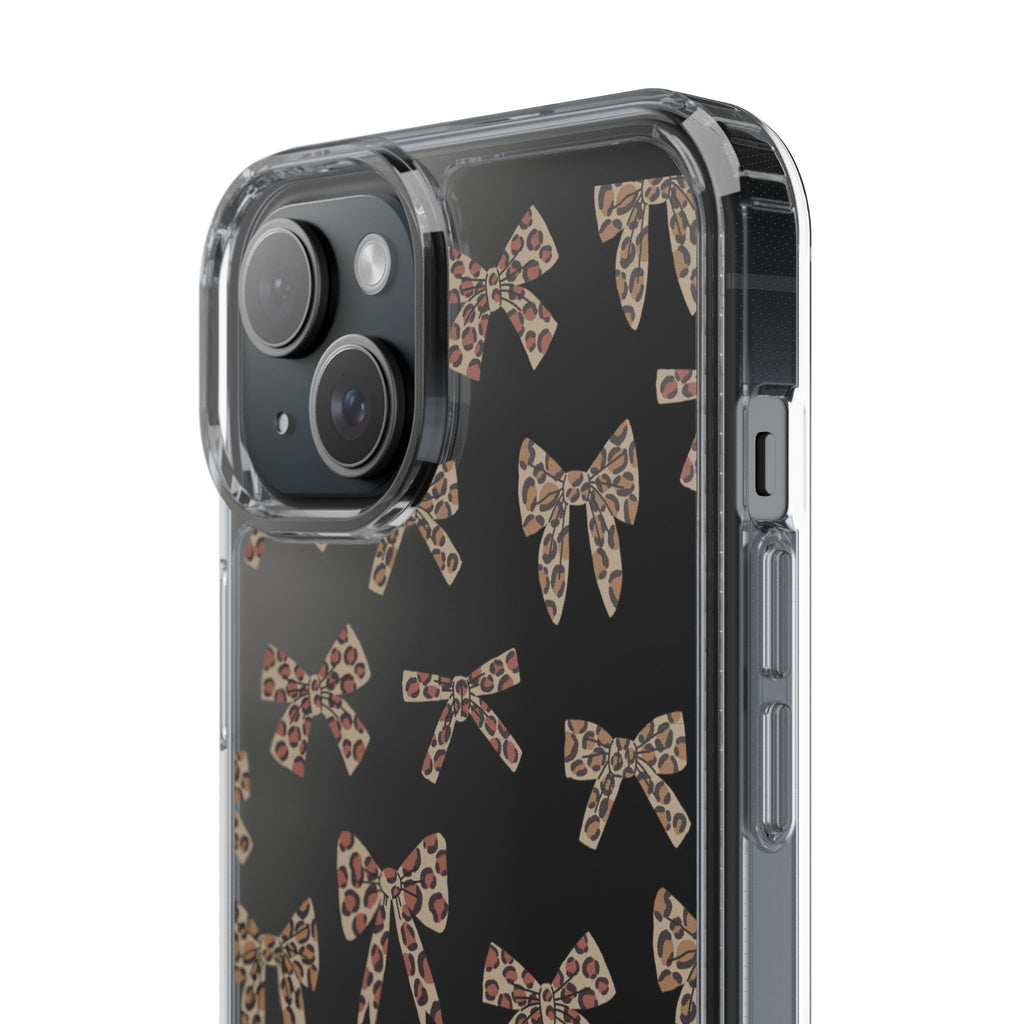 Leopard Bow Clear Phone Case — Transparent iPhone Case with Cute Animal Print Bows