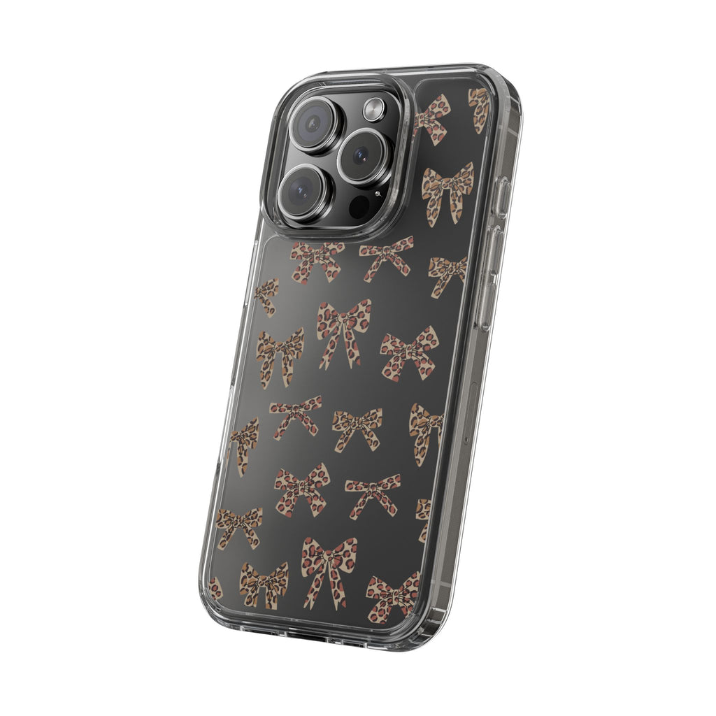 Leopard Bow Clear Phone Case — Transparent iPhone Case with Cute Animal Print Bows