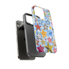 Star Pattern Phone Case – Colorful Stars on Blue Gingham Phone Case