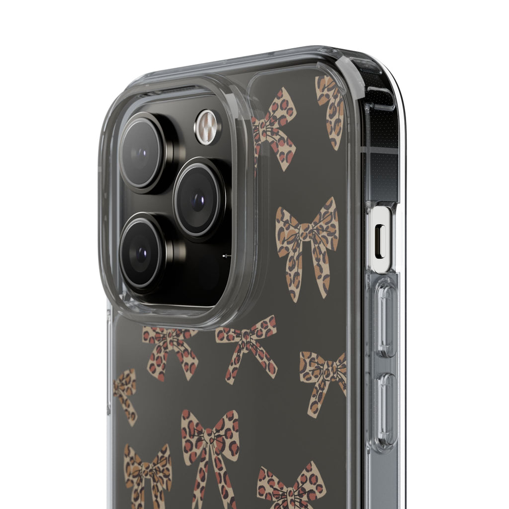 Leopard Bow Clear Phone Case — Transparent iPhone Case with Cute Animal Print Bows