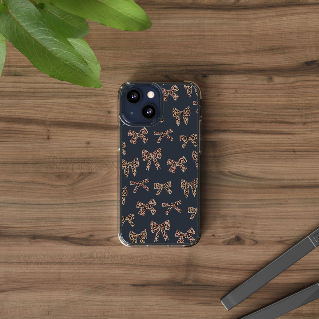 Leopard Bow Clear Phone Case — Transparent iPhone Case with Cute Animal Print Bows