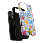 Star Pattern Phone Case – Colorful Stars on Blue Gingham Phone Case