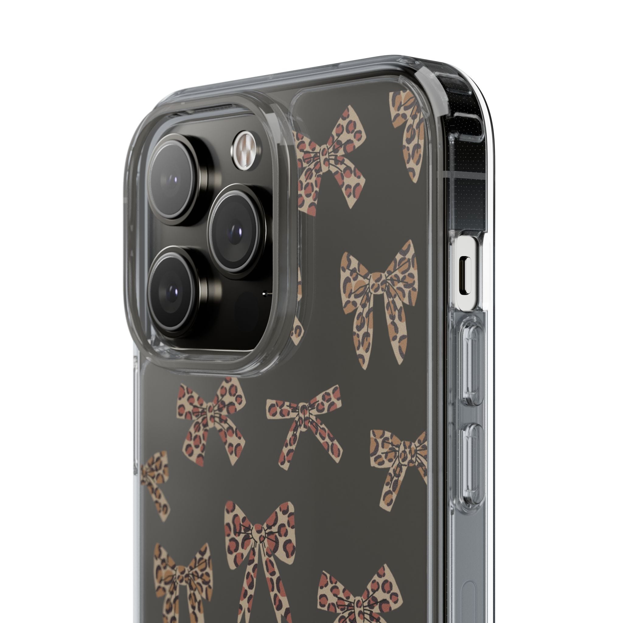 Leopard Bow Clear Phone Case — Transparent iPhone Case with Cute Animal Print Bows