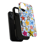 Star Pattern Phone Case – Colorful Stars on Blue Gingham Phone Case