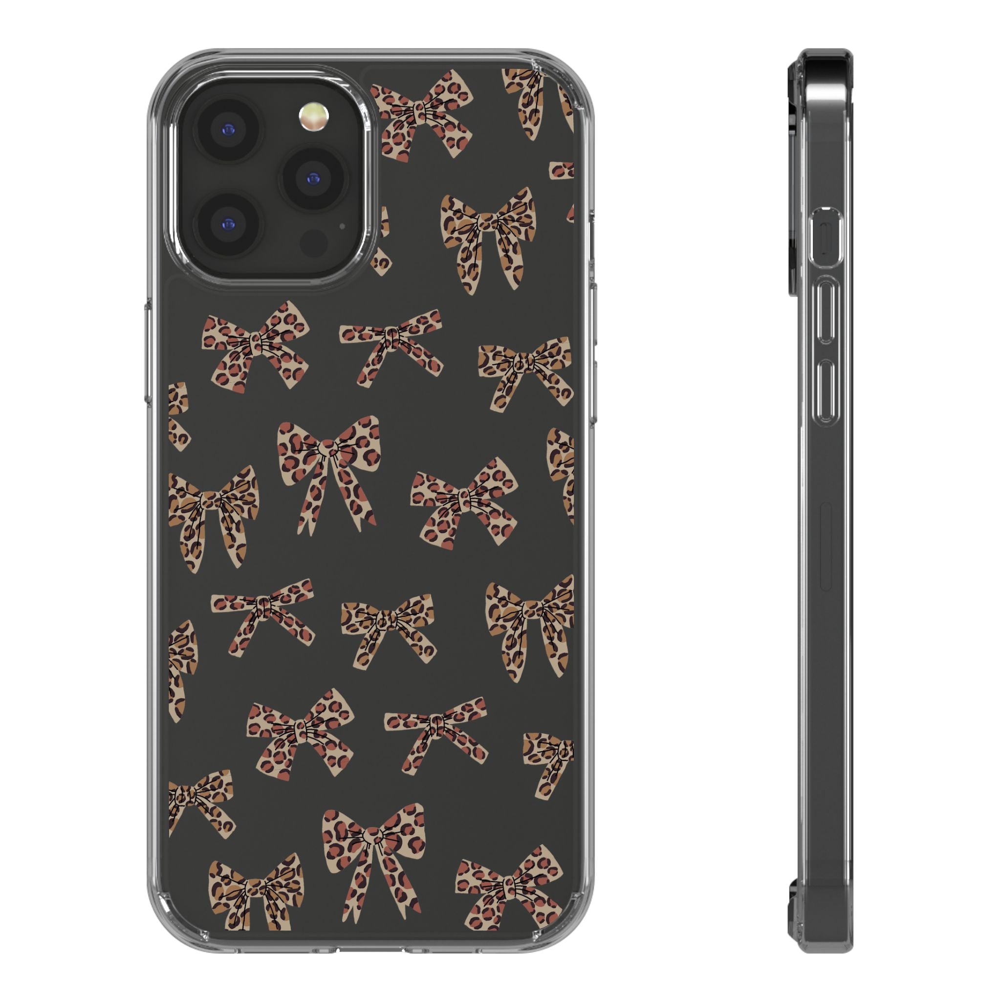Leopard Bow Clear Phone Case — Transparent iPhone Case with Cute Animal Print Bows