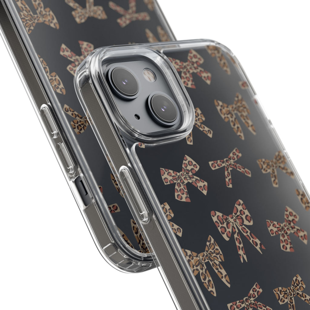 Leopard Bow Clear Phone Case — Transparent iPhone Case with Cute Animal Print Bows
