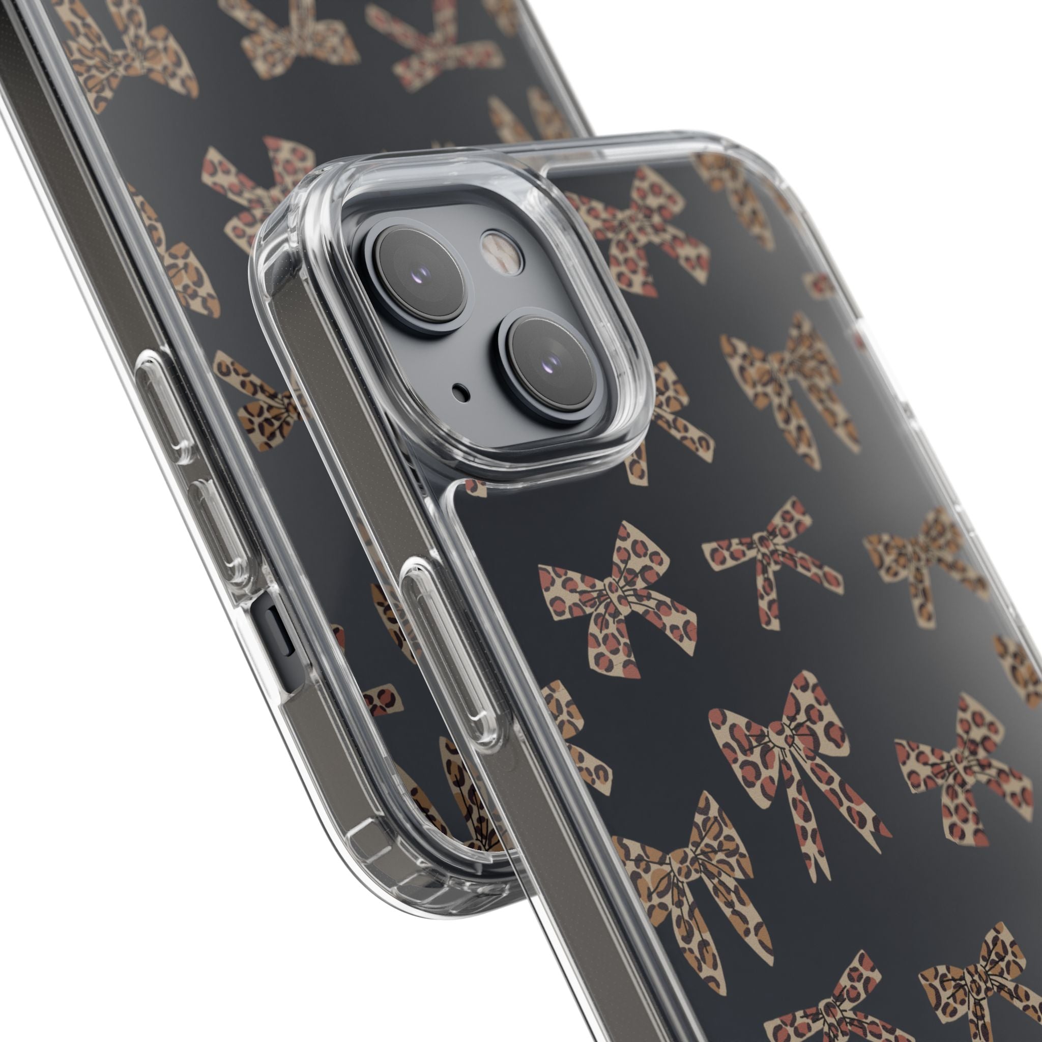 Leopard Bow Clear Phone Case — Transparent iPhone Case with Cute Animal Print Bows