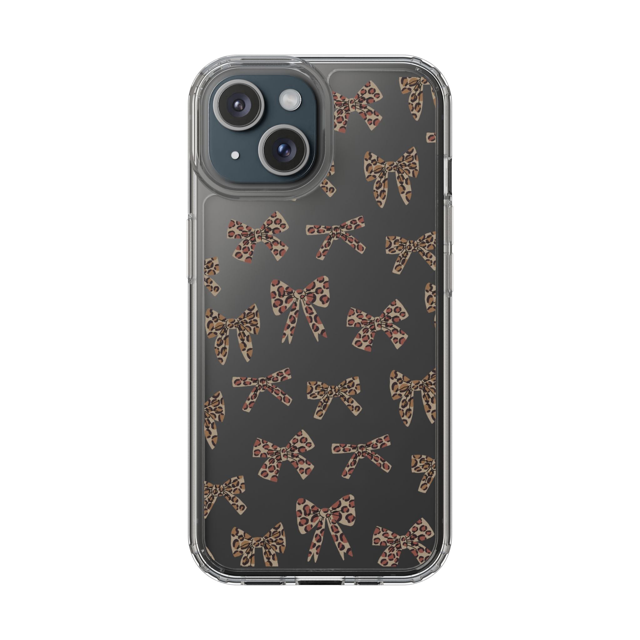 Leopard Bow Clear Phone Case — Transparent iPhone Case with Cute Animal Print Bows
