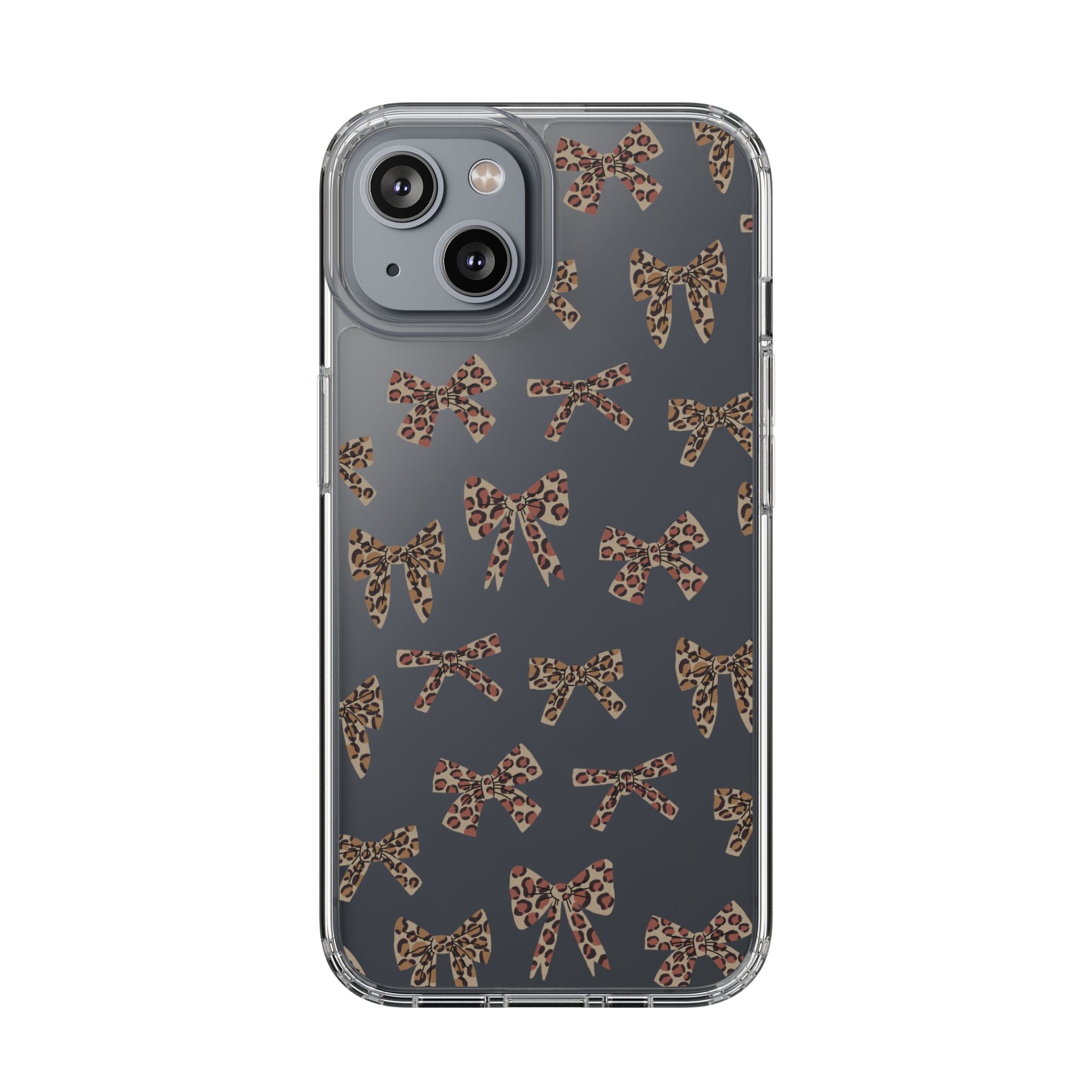 Leopard Bow Clear Phone Case — Transparent iPhone Case with Cute Animal Print Bows
