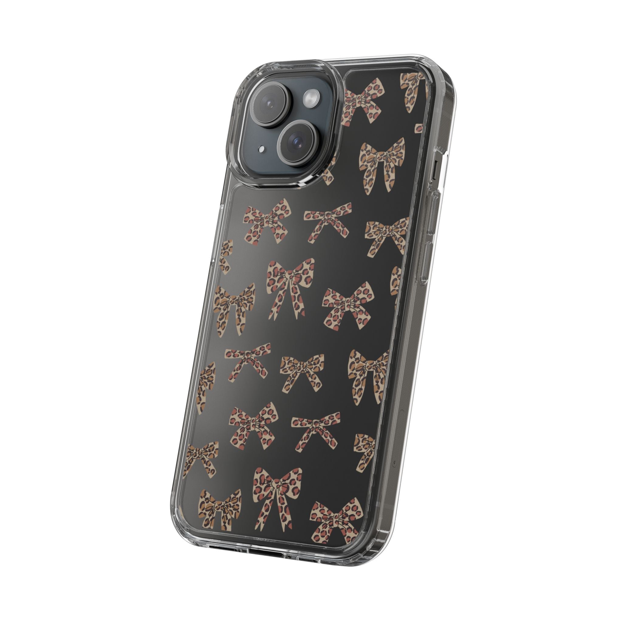 Leopard Bow Clear Phone Case — Transparent iPhone Case with Cute Animal Print Bows