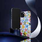 Star Pattern Phone Case – Colorful Stars on Blue Gingham Phone Case
