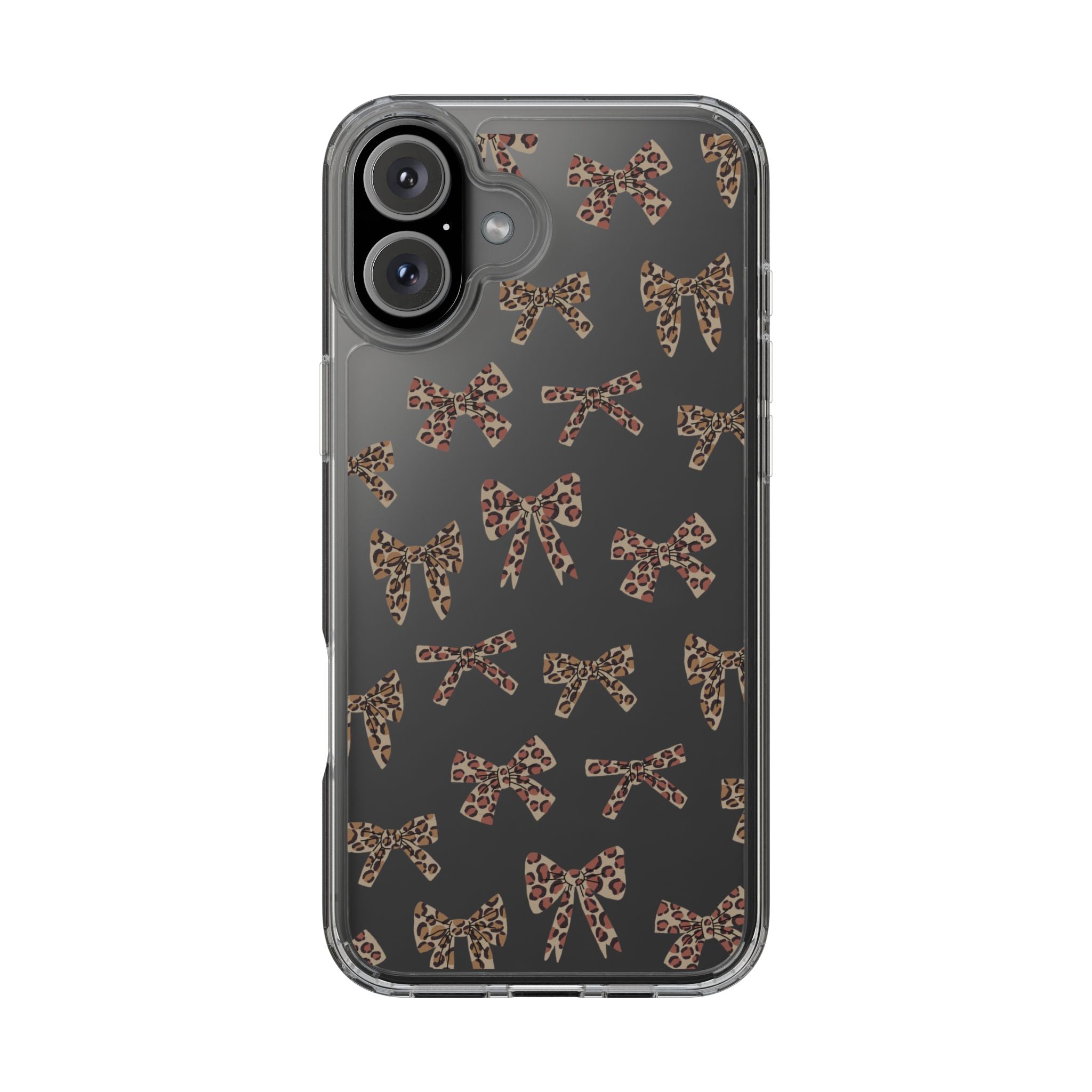 Leopard Bow Clear Phone Case — Transparent iPhone Case with Cute Animal Print Bows
