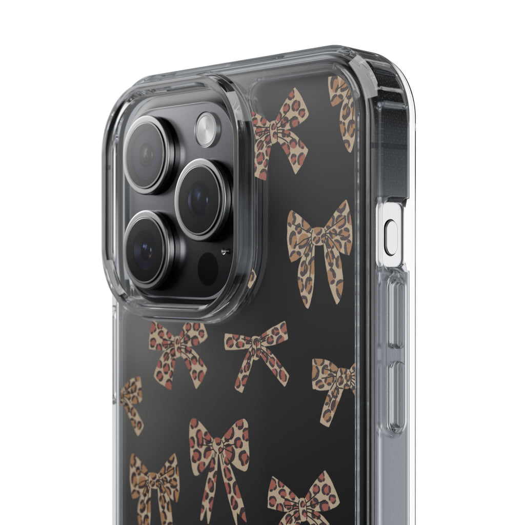 Leopard Bow Clear Phone Case — Transparent iPhone Case with Cute Animal Print Bows