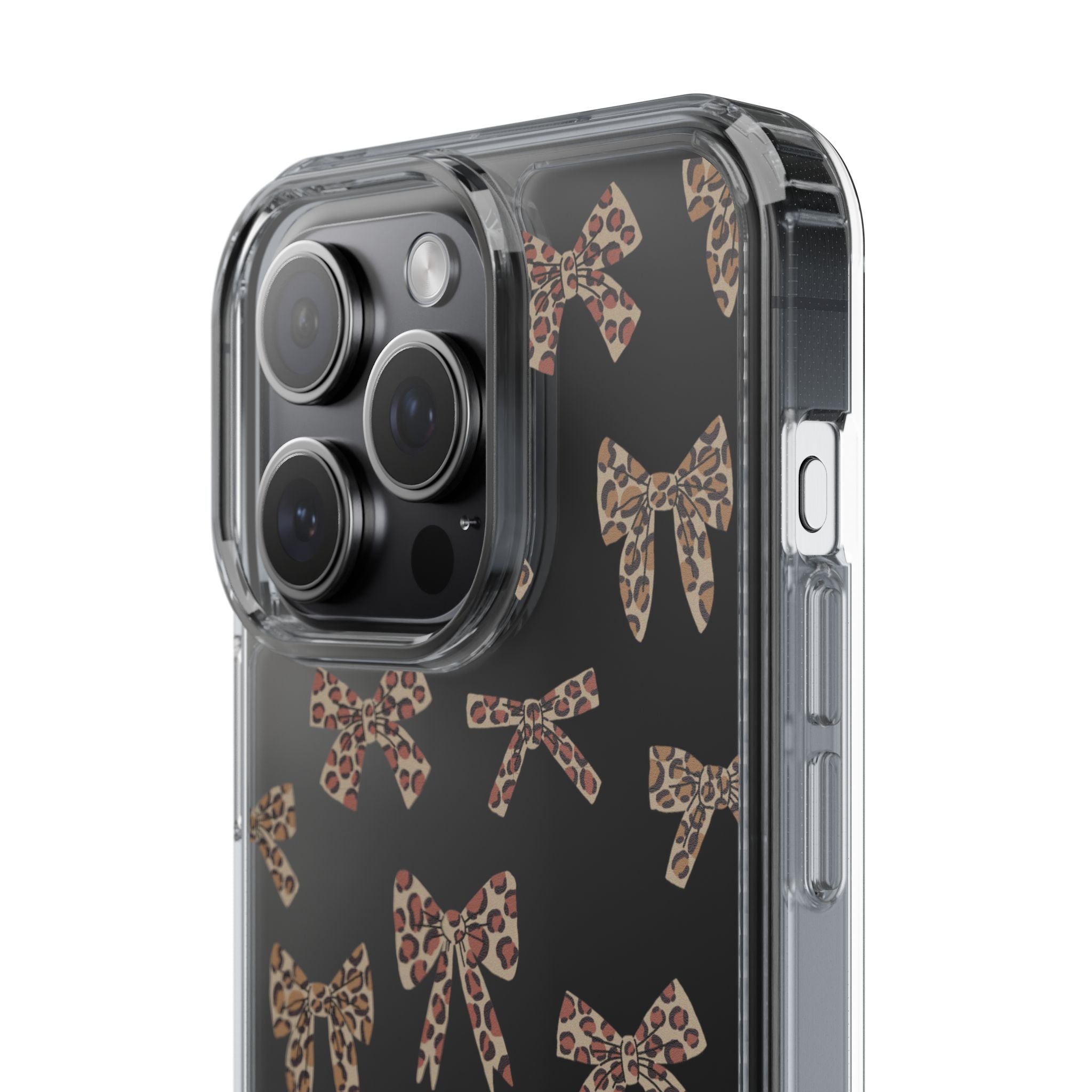 Leopard Bow Clear Phone Case — Transparent iPhone Case with Cute Animal Print Bows