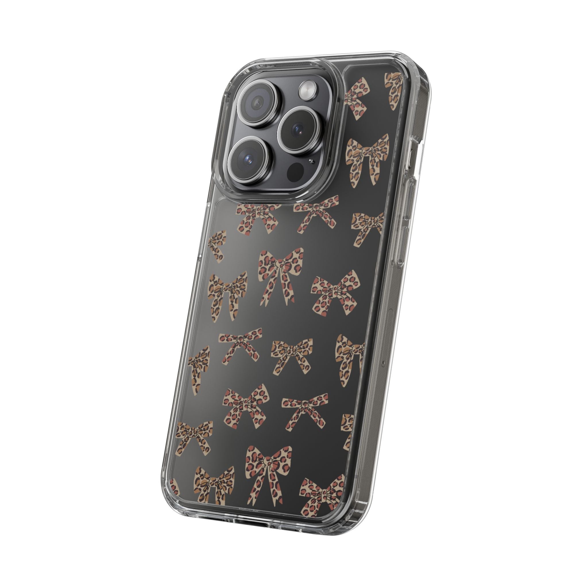 Leopard Bow Clear Phone Case — Transparent iPhone Case with Cute Animal Print Bows