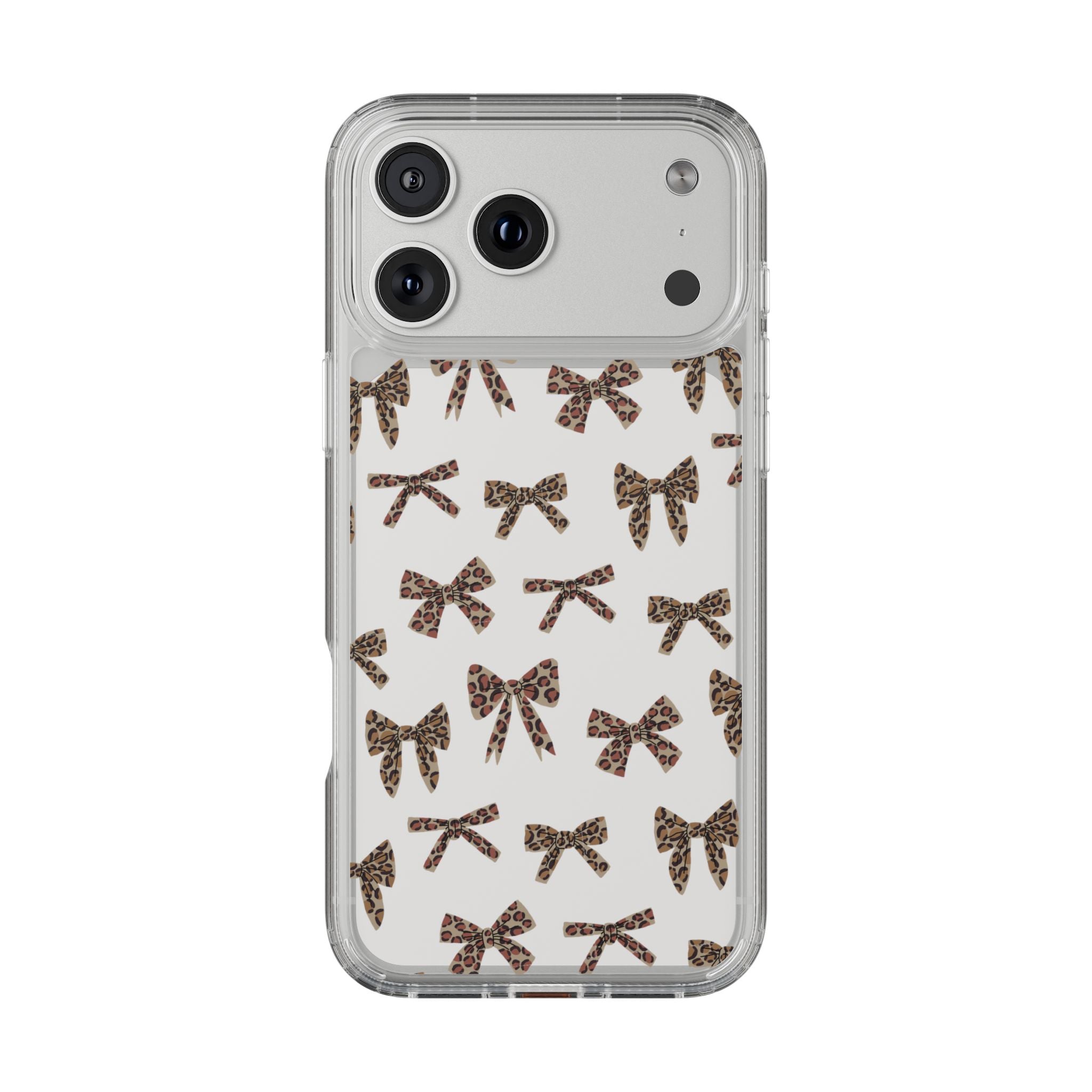 Leopard Bow Clear Phone Case — Transparent iPhone Case with Cute Animal Print Bows