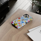 Star Pattern Phone Case – Colorful Stars on Blue Gingham Phone Case