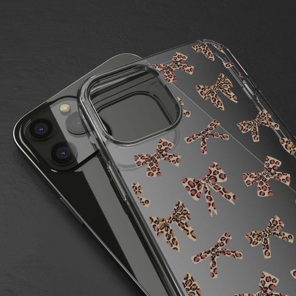 Leopard Bow Clear Phone Case — Transparent iPhone Case with Cute Animal Print Bows