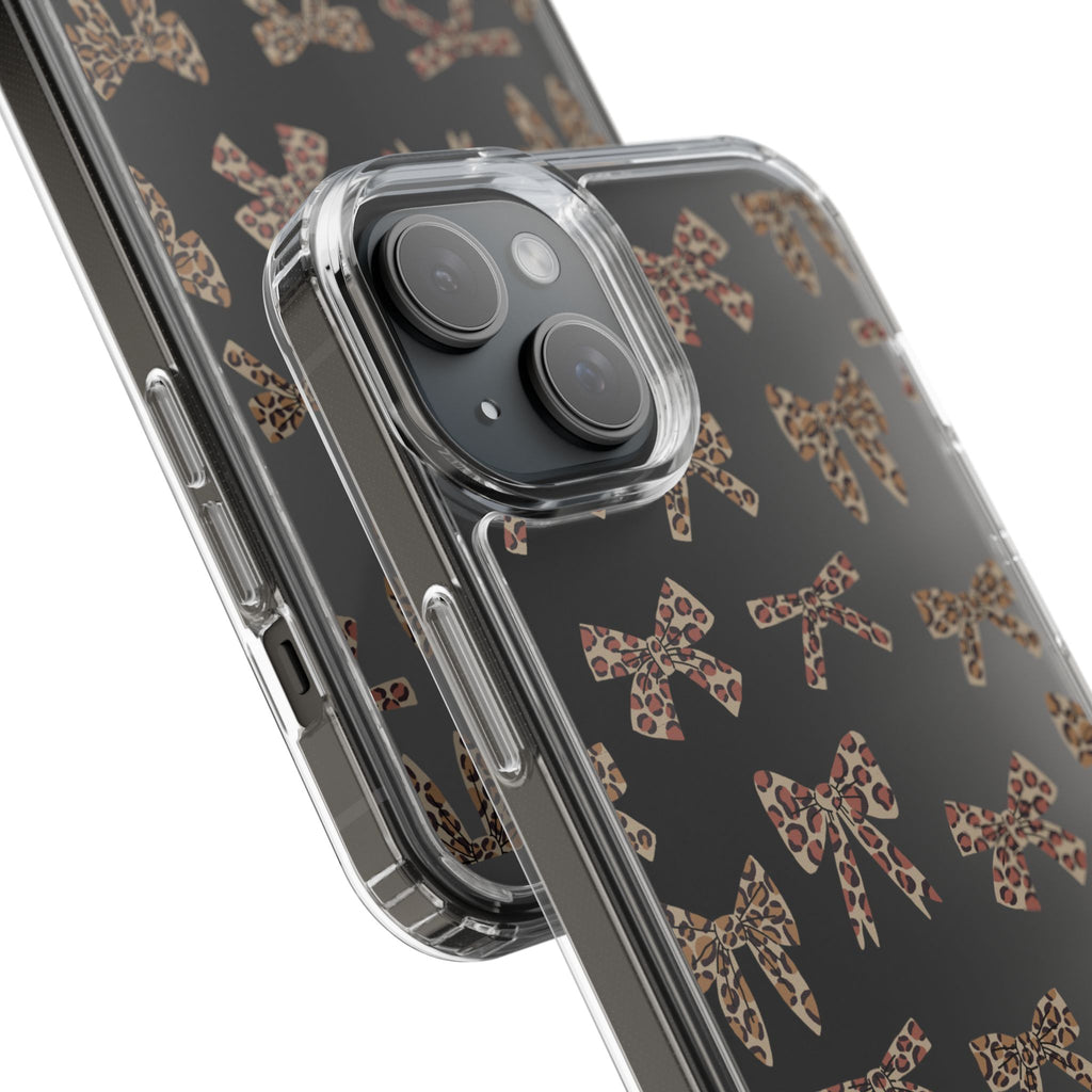 Leopard Bow Clear Phone Case — Transparent iPhone Case with Cute Animal Print Bows