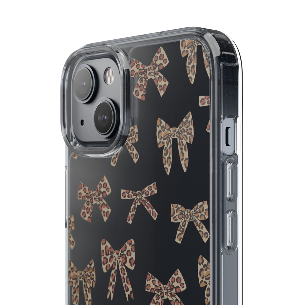 Leopard Bow Clear Phone Case — Transparent iPhone Case with Cute Animal Print Bows