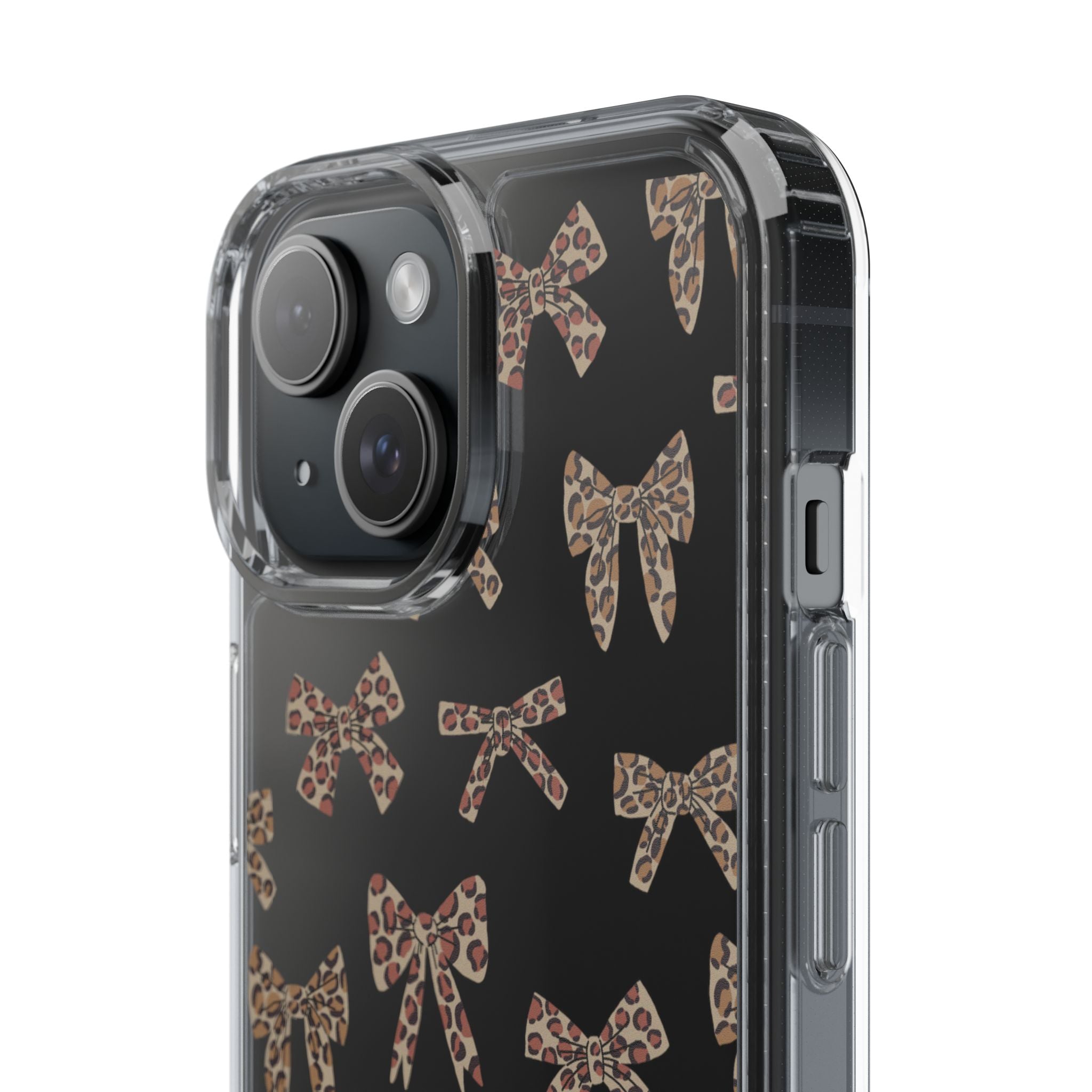 Leopard Bow Clear Phone Case — Transparent iPhone Case with Cute Animal Print Bows