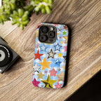 Star Pattern Phone Case – Colorful Stars on Blue Gingham Phone Case