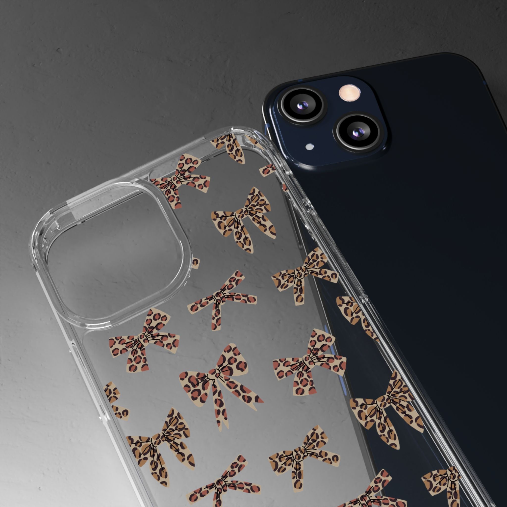 Leopard Bow Clear Phone Case — Transparent iPhone Case with Cute Animal Print Bows